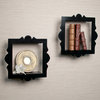 Scalloped Metal Square Floating Shelf Set with Shadow Box Effect, Black