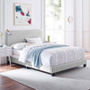 Tufted Platform Bed Frame, Full Size, Velvet, Grey Gray, Modern Contemporary