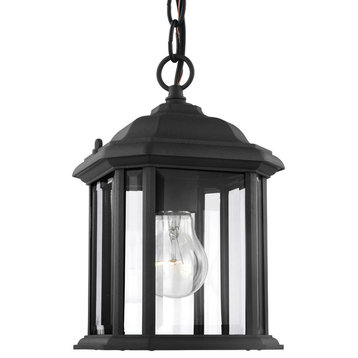 Sea Gull Lighting 1-Light Outdoor Semi-Flush Convertible Pendant, Black