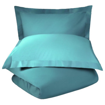 Luxury Cotton Blend Duvet Cover and Pillow Shams, Teal, King/California King