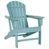 Benzara BM209701 Plastic Adirondack Chair With Slatted Back, Turquoise