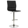 Set of 2 Bar Stool, Elegant Chrome Base & Waffle Tufted Faux Leather Seat, Black