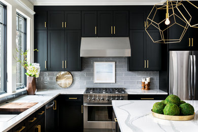Example of a transitional kitchen design in New York