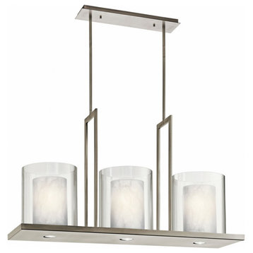Industrial Farmhouse Three Light Chandelier-Classic Pewter Finish - Chandelier