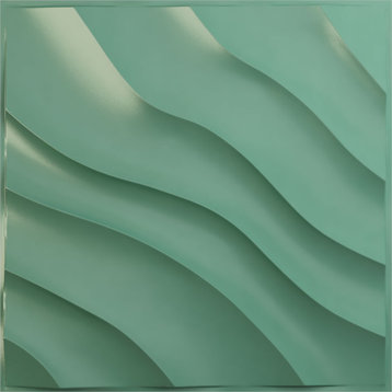 Modern Wave EnduraWall Decorative 3D Wall Panel, 19.625"Wx19.625"H, Sea Mist