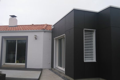Idées déco pour une façade de maison contemporaine.