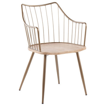 Winston Chair, Antique Copper Metal/White Washed Wood