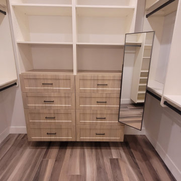 Master closet with built in mirror