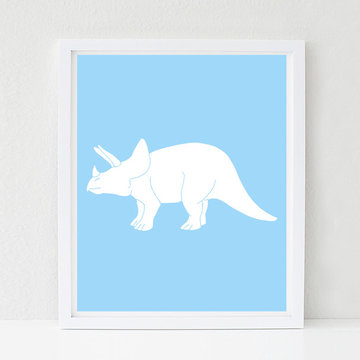 Dinosaur Nursery Art, Triceratops, Kids Bedroom Decor