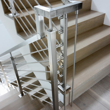 75_Modern Stairway: White Oak & Stainless Steel Balustrade, McLean VA 22101
