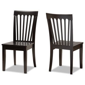Minette Modern Transitional Dark Brown Finished Wood 2-Piece Dining Chair Set