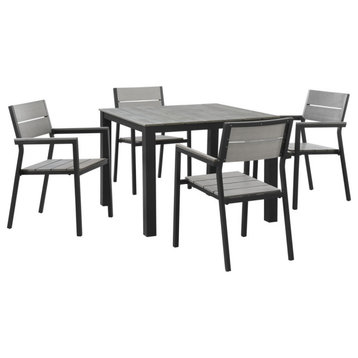 Modway Maine 5-Piece outdoor Patio Dining Set, Brown Gray