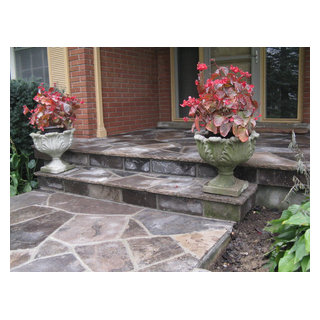 Random buff flagstone walkway - Rustic - Porch - Other | Houzz