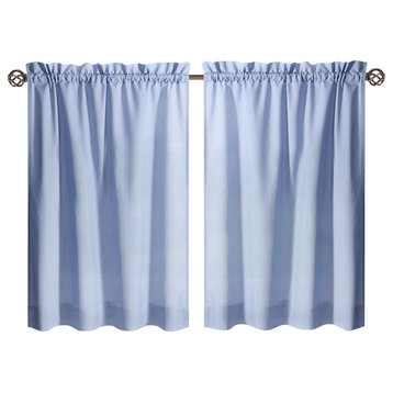 Ellis Curtain Stacey Tailored Tier Pair Curtains, Slate, 56"x30"