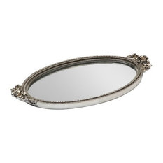 Antique Rose Mirror Tray-Silver