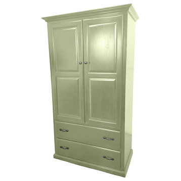 Double Wide Traditional Wardrobe, Summer Sage, With Adjustable Shelves