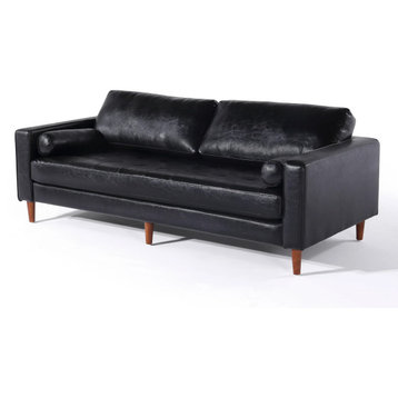 Cosmic Modern Contemporary Leather Armchair, Black, Sofa