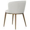 The Almar Dining Chair,  Set of 2, White Vegan Leather, Brushed Gold Iron Legs