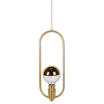 19.68" tall Hanging Gold Battery Operated Pendant Light