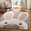 Safavieh Carousel Kids Area Rug, CRK168, Pink and Gray, 4'x4'Square