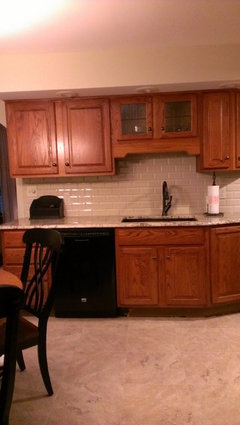 Kitchen update - Reused the 20 year old oak cabinets ...