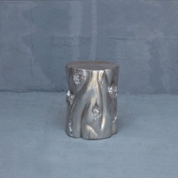 Log Side Table Silver 30cm x 30cm x 40cm - Products