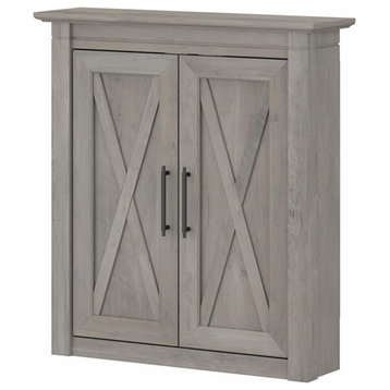 Pemberly Row Engineered Wood Bathroom Wall Cabinet with Doors in Driftwood Gray