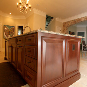 Cherry Island and Maple Wall Cabinetry Provide Perfect Contrast