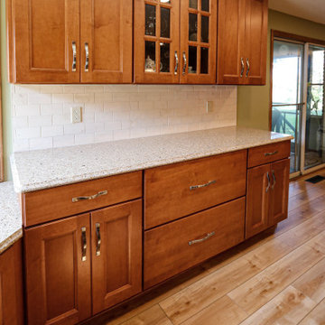 Chestnut Stained Kitchen Cabinetry with Eat-in Island