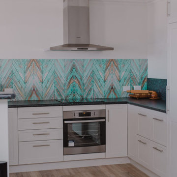Kitchen Centre | DecoSplash Blue Parquetry