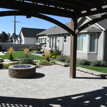 Pergola w/Privacy Lattices, Outdoor Power & Timber Frame Garden Boxes