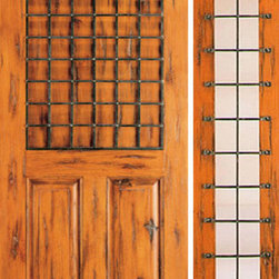 Prehung Door with One Sidelight, Exterior, Knotty Alder 3-Panel - Front Doors