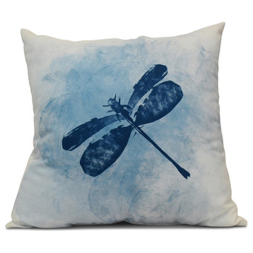 Dragonfly Summer, Animal Print Outdoor Pillow, Blue, 18"x18"