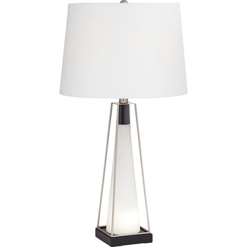 Metal and Glass With Nightlight Table Lamps, White