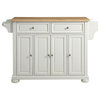 White Kitchen Island Storage Cabinet with Solid Wood Top