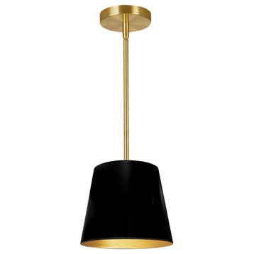 Oversized Drum 1 Light Pendant -Tapered Drum-X-Small-Black/Gold