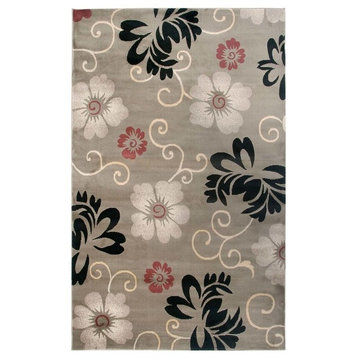 Bay Side BS3574 Multi-Colored Floral Area Rug, Rectangular 5'3"x7'7"