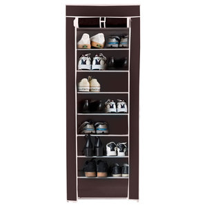 45 Pair Shoe Rack Shelf Closet With Cover 5 8 Metal Tube Storage Organizer Contemporary Shoe Storage By Yescom