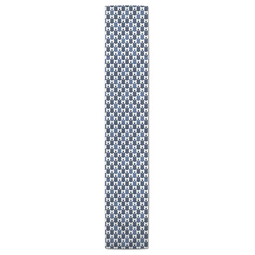 Navy and Blue Leaf Pattern 16x72 Poly Twill Table Runner
