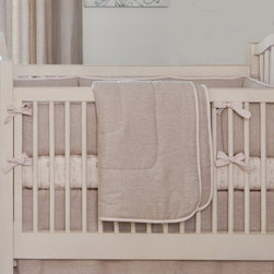 Light Pink Linen Crib Comforter - Baby Bedding