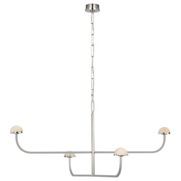 Pedra Two Tier Shallow Chandelier in Polished Nickel with Alabaster