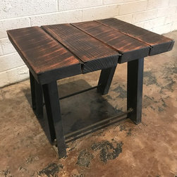 Charred Wood and Metal Side Table - Products