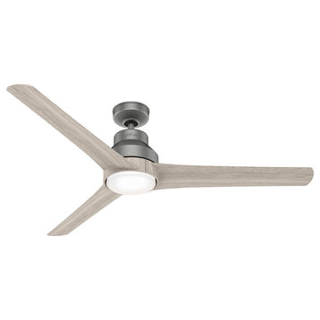 Hunter 60" Lakemont Outdoor Matte Silver Ceiling Fan, LED and Handheld Remote
