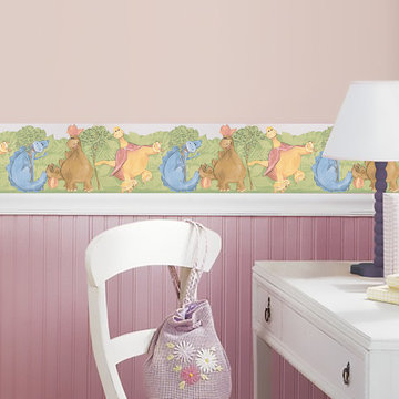 Friendly Dinosaur Kids Baby Wallpaper Border Cottage Kitchen Bathroom Living