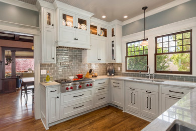 Example of a mid-sized arts and crafts kitchen design in Seattle