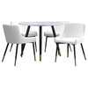 5-Piece Dining Set, White Table With White Chair