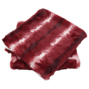 Amanda Stripe Faux Fur 2 Piece Pillow Shell Sets, Persian Red, 20"x20"