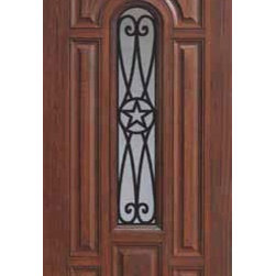 Single Door 80 Fiberglass Austin Texas Star Center Arch Lite6366 - Front Doors