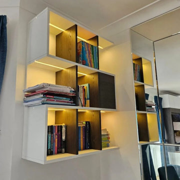 Contemporary Living Room TV Unit and Floating Bookshelves Set in London