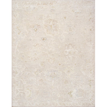 Pasargad Home Oushak 9' x 12' Hand-Knotted Wool Dark Beige Rug